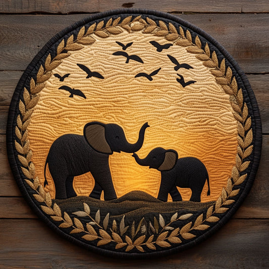 Elephant Love CW1707014CL Quilted Round Mat
