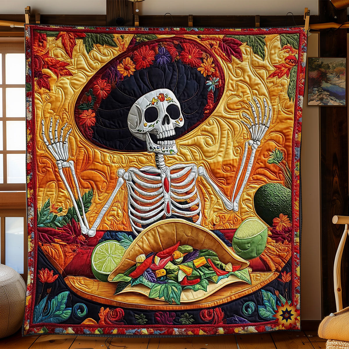 Skeleton Eating Tasco WY2712065CL Quilt