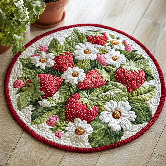 Sweet Strawberry CW0406020CL Quilted Round Mat