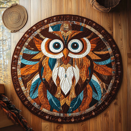 Colorful Feather Owl WY1906037CL Quilted Round Mat