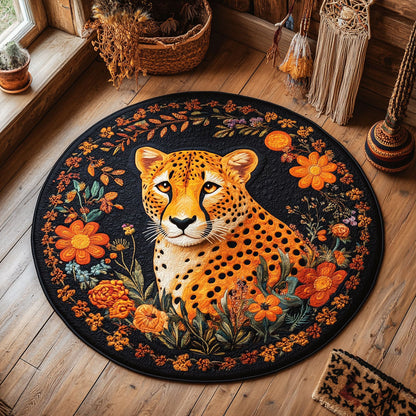 Whimsical Flower Leopard WY0406056CL Quilted Round Mat