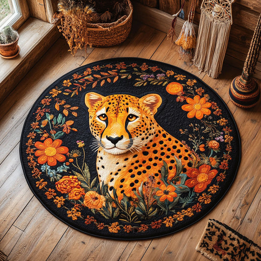 Whimsical Flower Leopard WY0406056CL Quilted Round Mat