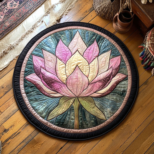 Vintage Lotus Blossom WY0107054CL Quilted Round Mat