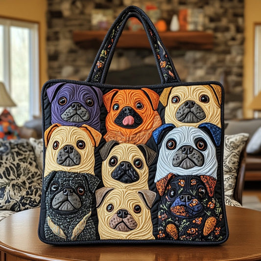 Colorful Pug XR2509029CL Quilted Tote Bag