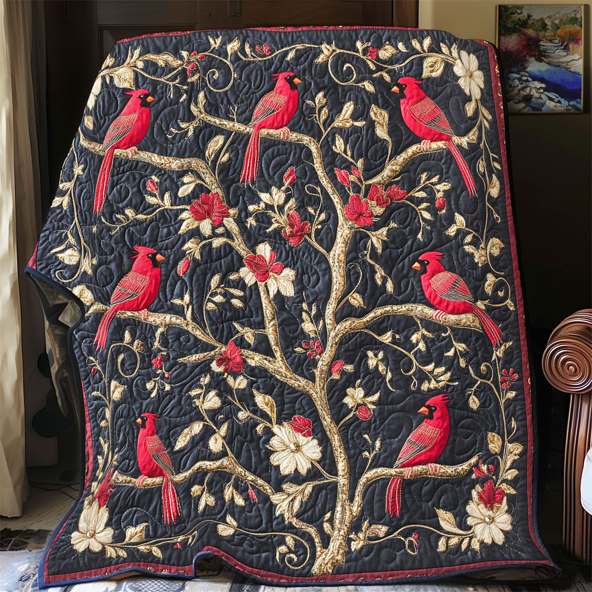 Cardinal In Royal Tree WY1902066CL Quilt