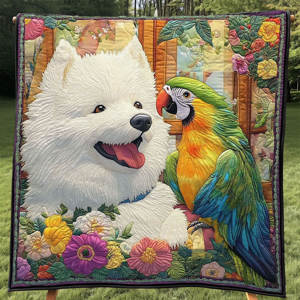 Samoyed And Parrot WJ1705007CL Quilt