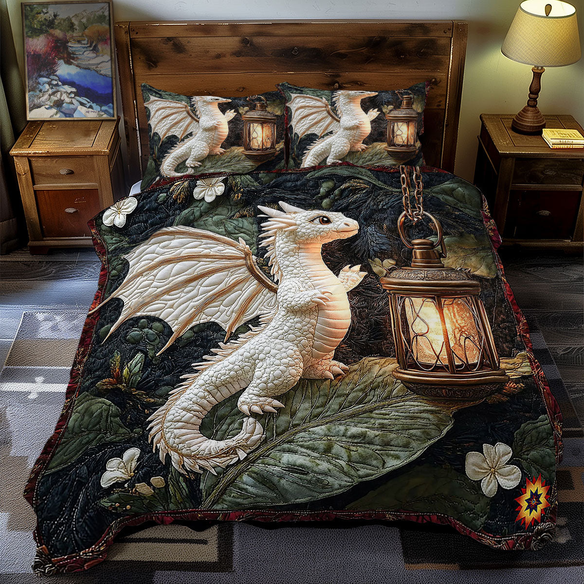 Dragon In Night Forest WY1312043CL Duvet Cover Set