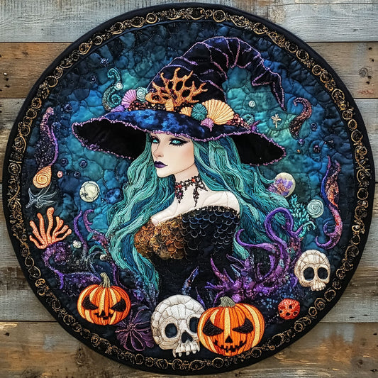 Flaming Hair Mermaid Witch WN1908029CL Quilted Round Mat