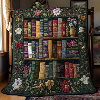 Beautiful Bookshelf In Garden WY1902052CL Quilt