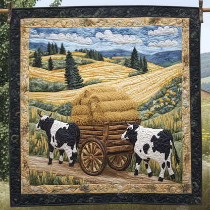 Two Cows Pulling A Hay Cart LT1909019CL Quilt