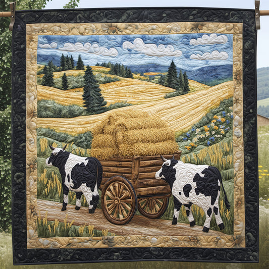 Two Cows Pulling A Hay Cart LT1909019CL Quilt