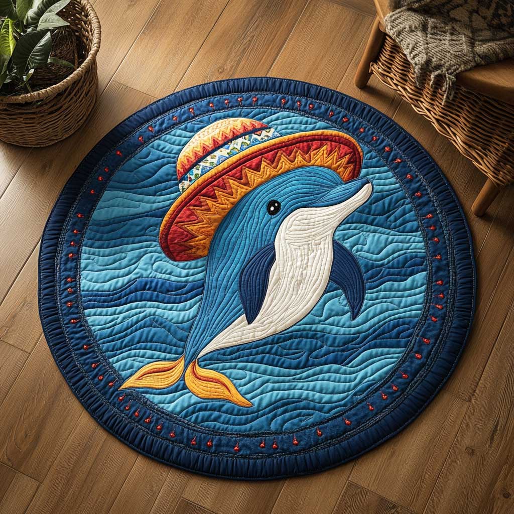 Wave Rider Dolphin WN2103059CL Quilted Round Mat