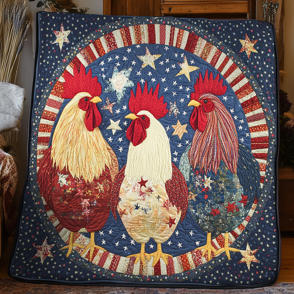 Rooster Firework WX1306036CL Quilt