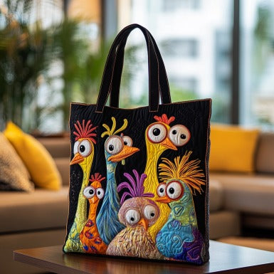 Whimsical Chickens XR3009002CL Quilted Tote Bag