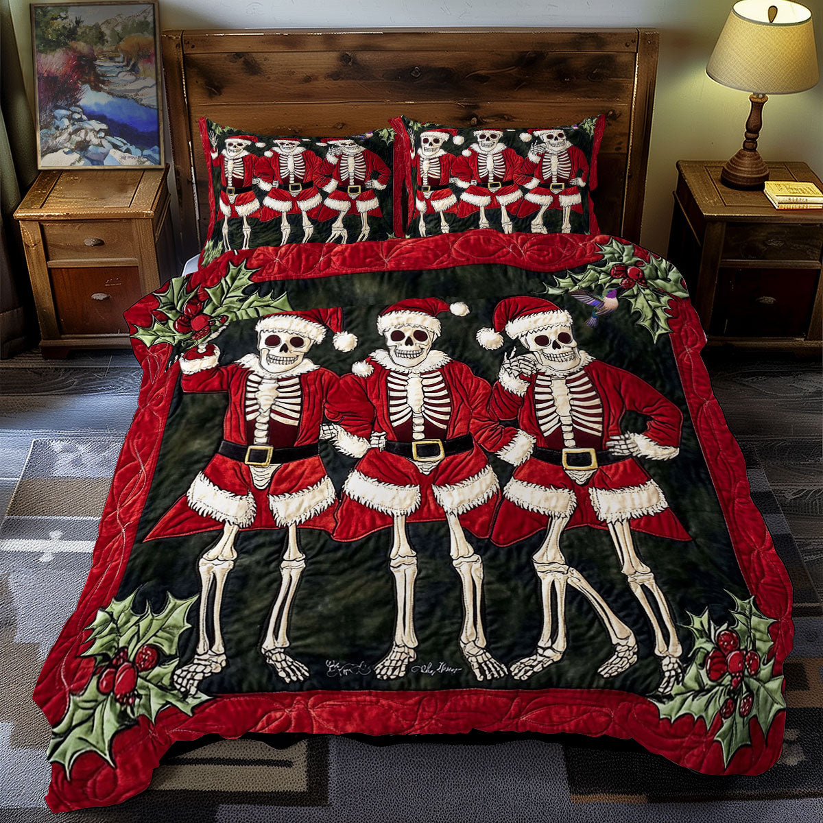 Christmas Santa Skeleton WY0612048CL Duvet Cover Set