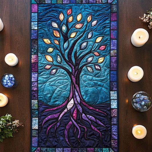 Mystic Purple Tree WY2205027CL Quilted Table Runner