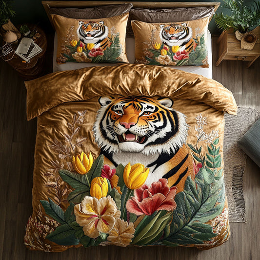 Tiger Among Petals WN2406046CL Duvet Cover Set