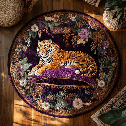 Tiger In Purple Forest WY2005039CL Quilted Round Mat