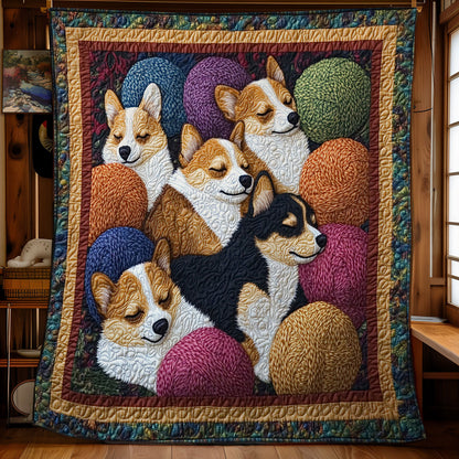 Yarn And Corgi Family WY0901070CL Quilt