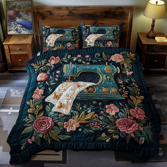 Teal Sewing Machine WY2412062CL Duvet Cover Set