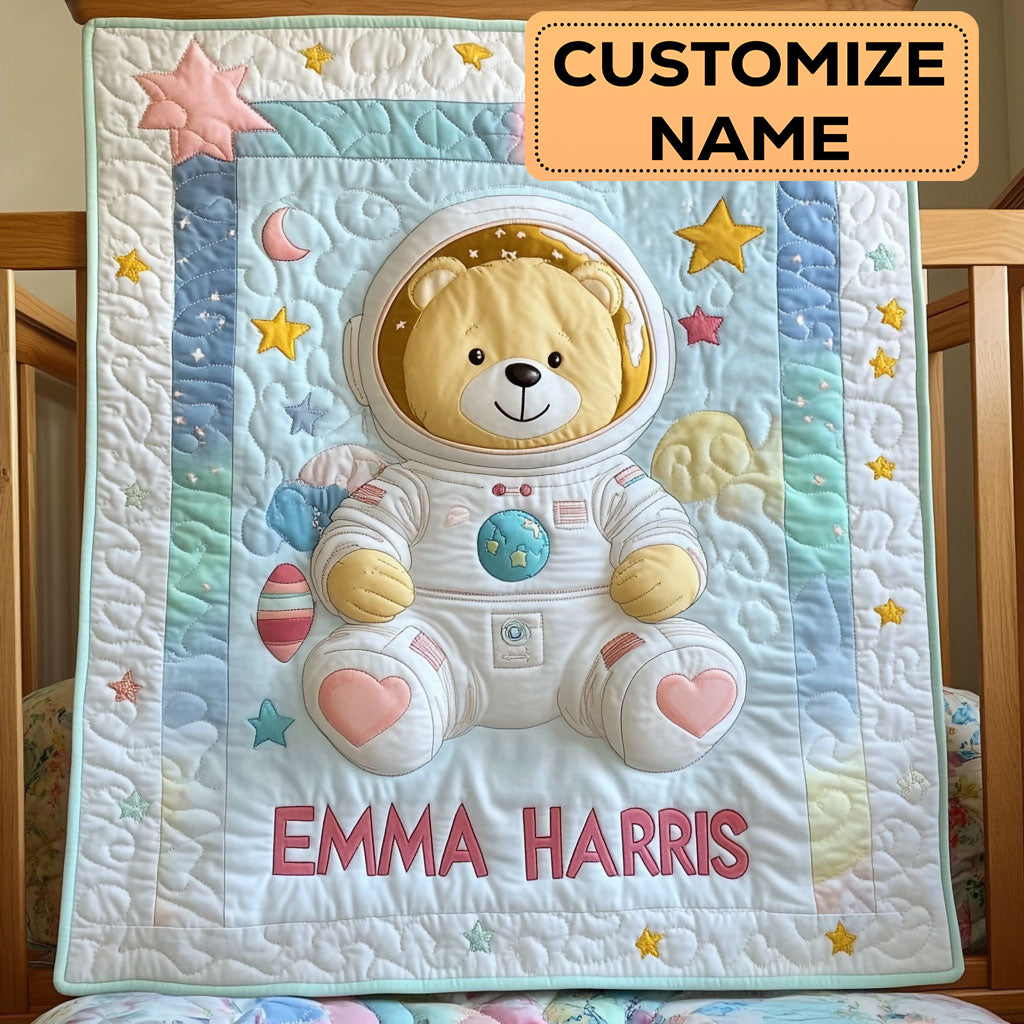 Space Teddy Dream CW2407017CL Personalized Baby Quilt