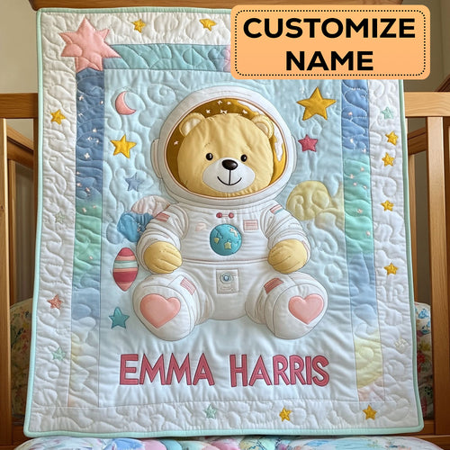 Space Teddy Dream CW2407017CL Personalized Baby Quilt