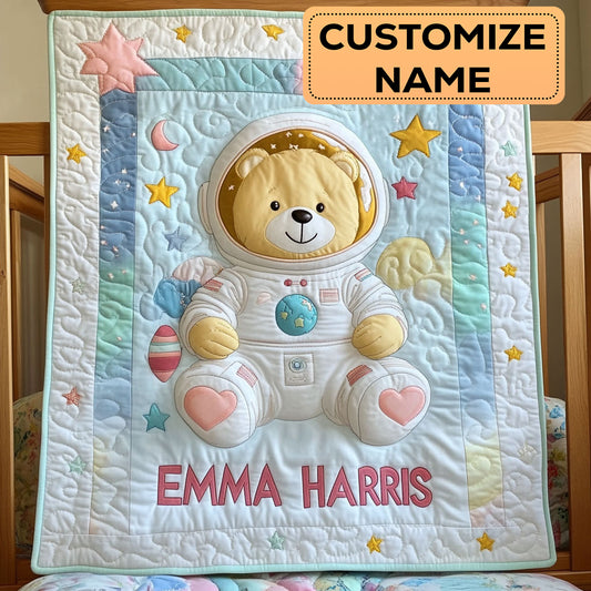 Space Teddy Dream CW2407017CL Personalized Baby Quilt