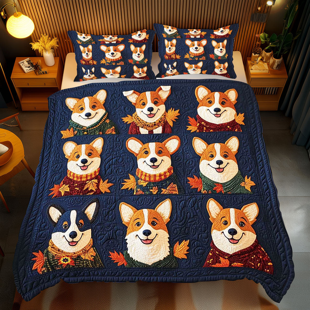 Autumn Navy Corgi WP2211002CL Duvet Cover Set