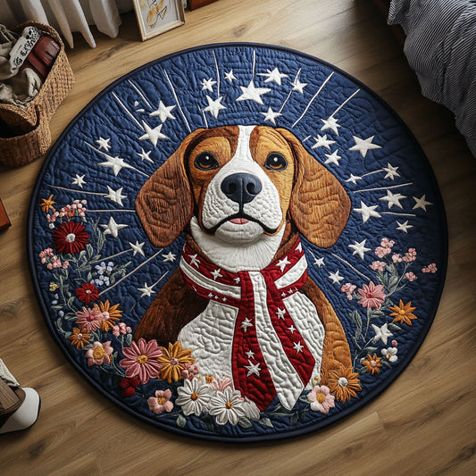 Beagle Freedom Star WN1306007CL Quilted Round Mat