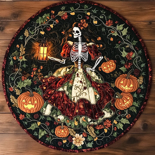 Floral Skeleton Lady WN1908031CL Quilted Round Mat