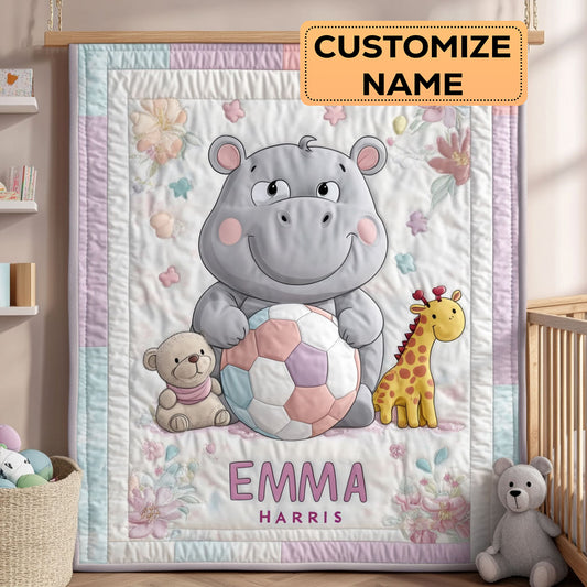 Happy Hippo CW2407007CL Personalized Baby Quilt