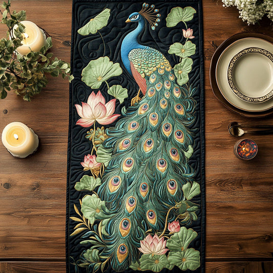 Peacock Lotus CW1207031CL Quilted Table Runner