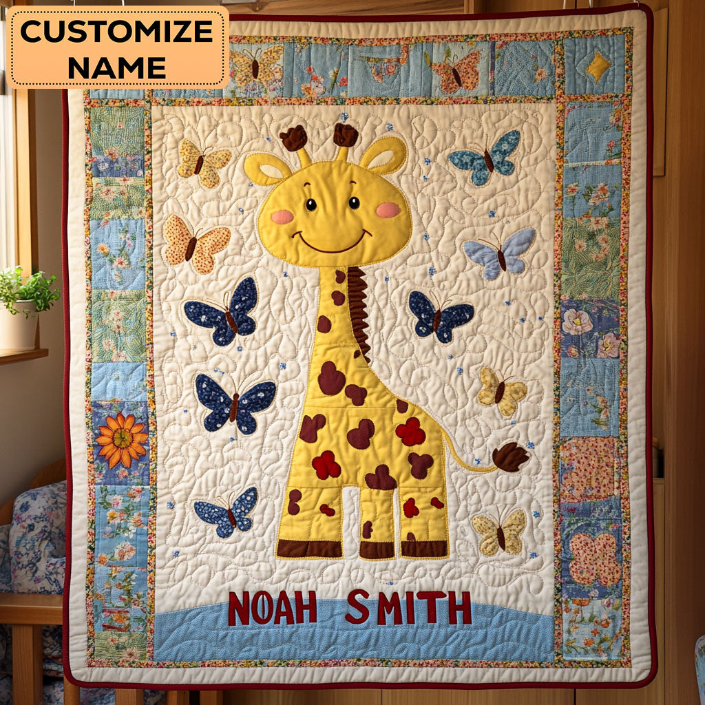 Happy Giraffe WY1807019CL Personalized Baby Quilt