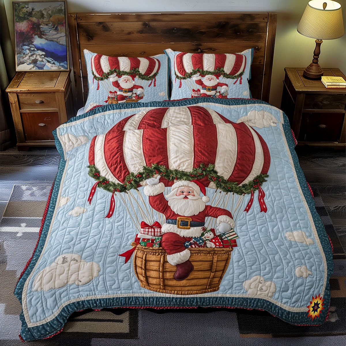 Christmas Hot Air Balloon WY0212056CL Duvet Cover Set