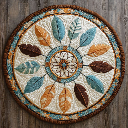 Tribal Feather CW0909023CL Quilted Round Mat