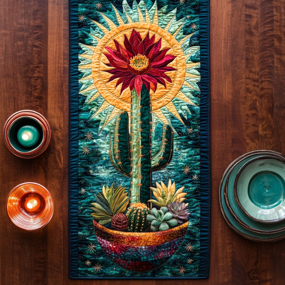 Flower Cactus WY0506024CL Quilted Table Runner