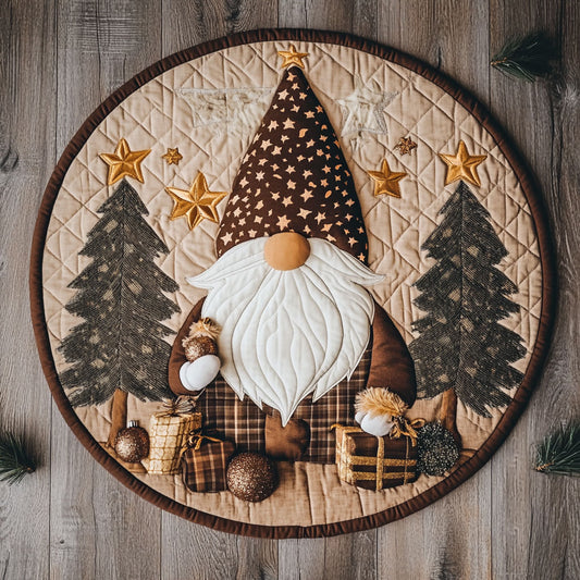 Gnome Christmas Cabin WN1207027CL Quilted Round Mat
