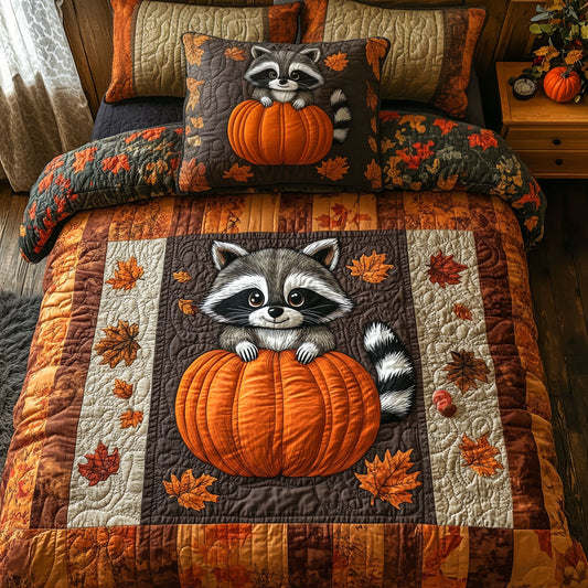 Racoon In Autumn Pumpkin WY2608023CL Duvet Cover Set