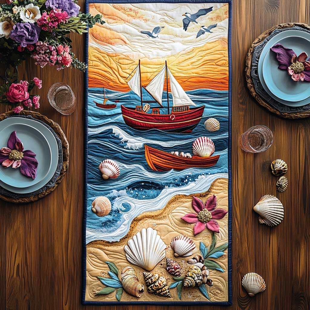 Big Waves CQ3004018CL Quilted Table Runner