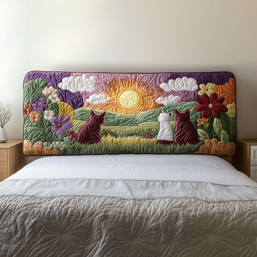 Cats Waiting Dawn QA3012006CL Quilted Headboard Slipcover