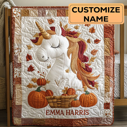 Autumn Unicorn Hug CW3107004CL Personalized Baby Quilt
