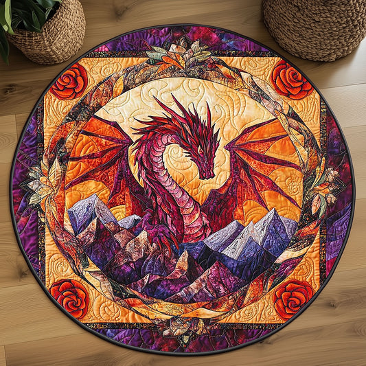 Sunset Dragon King WP0705067CL Quilted Round Mat