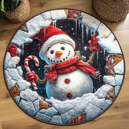 Holiday Pop Snowman WN1111057CL Quilted Round Mat