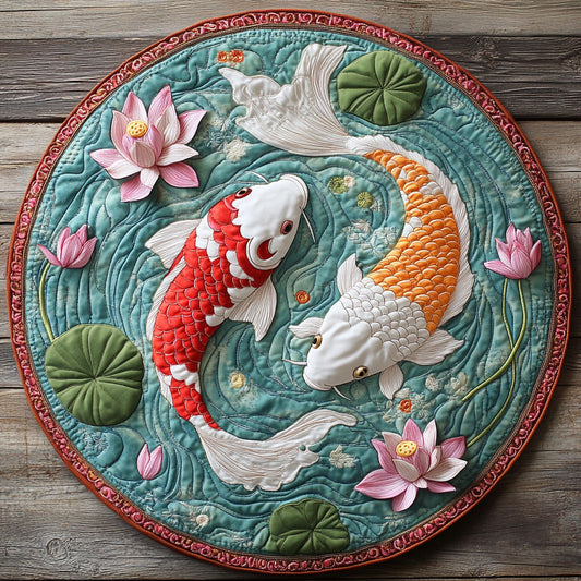 Koi Lotus Stream CW2207025CL Quilted Round Mat