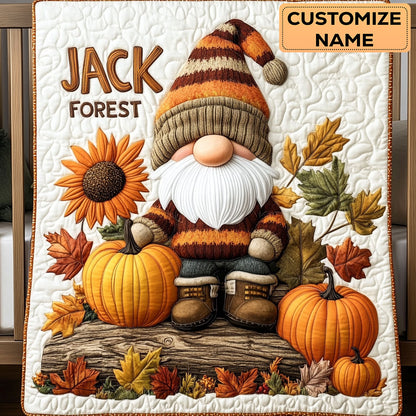 Pumpkin Patch Gnome WJ2907007CL Personalized Baby Quilt