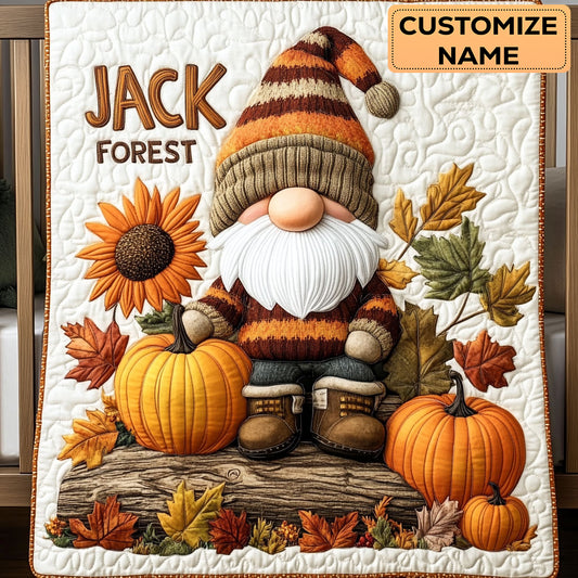 Pumpkin Patch Gnome WJ2907007CL Personalized Baby Quilt