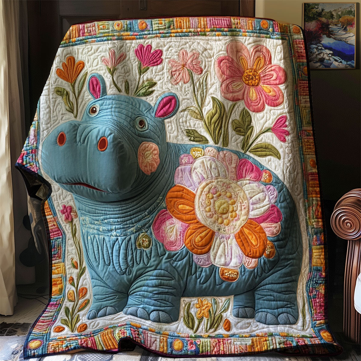 Folkloric Hippo WJ0601005CL Quilt