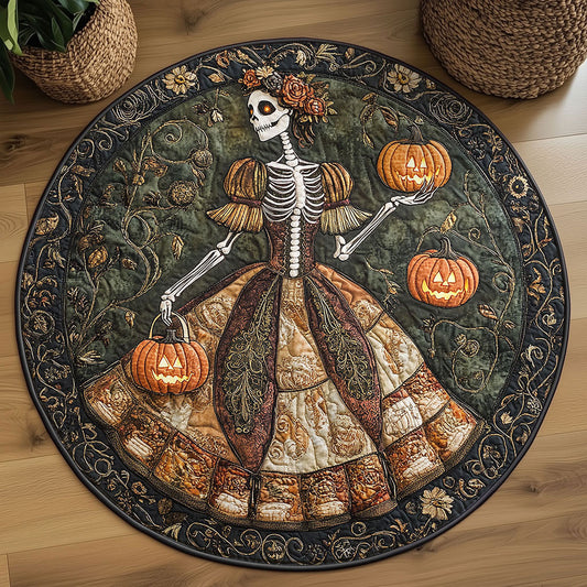 Golden Skeleton Lady WN1908035CL Quilted Round Mat