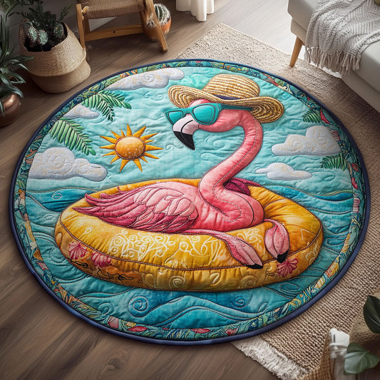 Flamingo Ocean WX0605017CL Quilted Round Mat