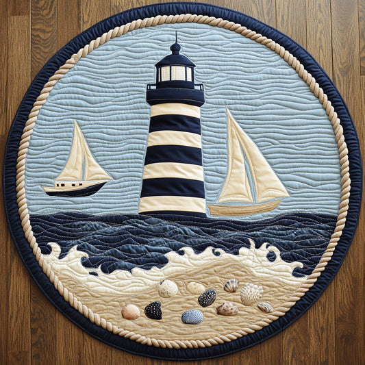 Lighthouse Sailboat DH0410017CL Quilted Round Mat